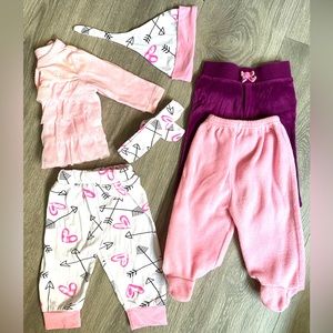 3-6 Months girl Fall Bundle/Lot🍂 Sweatpants long sleeve shirt, hat and headband
